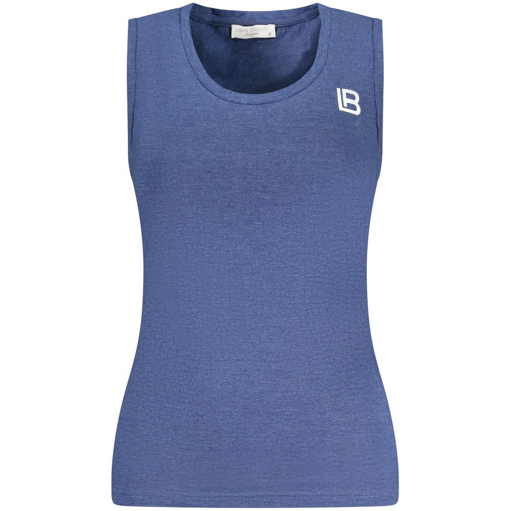 Blue Cotton Sleeveles T-Shirt