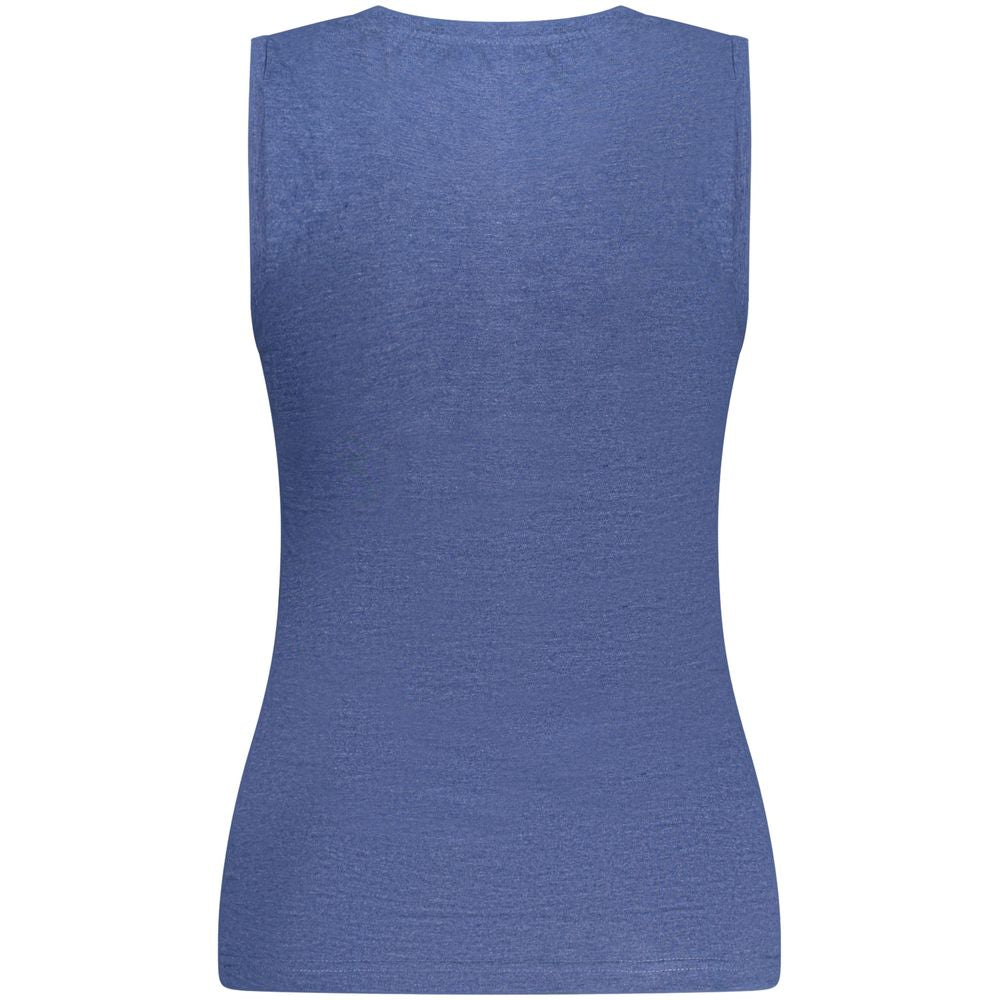 Blue Cotton Sleeveles T-Shirt