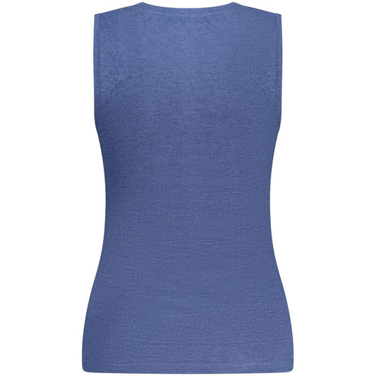 Blue Cotton Sleeveles T-Shirt
