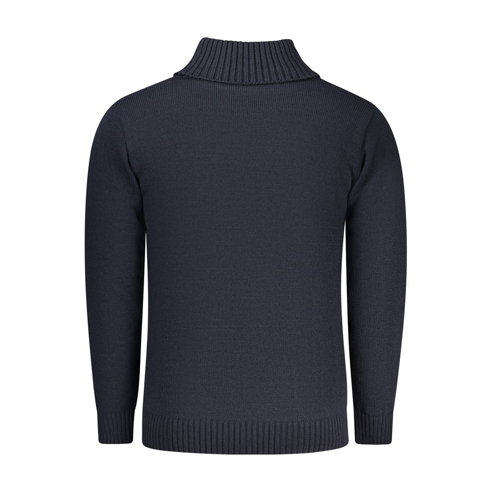 "Blue Acrylic Men Sweater Turtleneck"