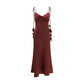 Bordeaux Polyester Casual Dress