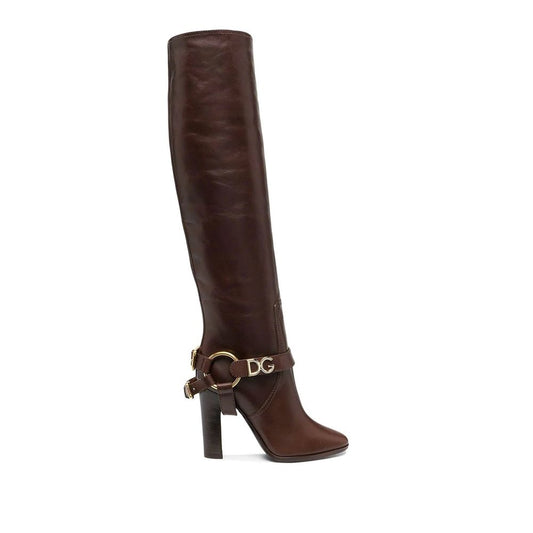 Brown Calfskin High Heel Boots