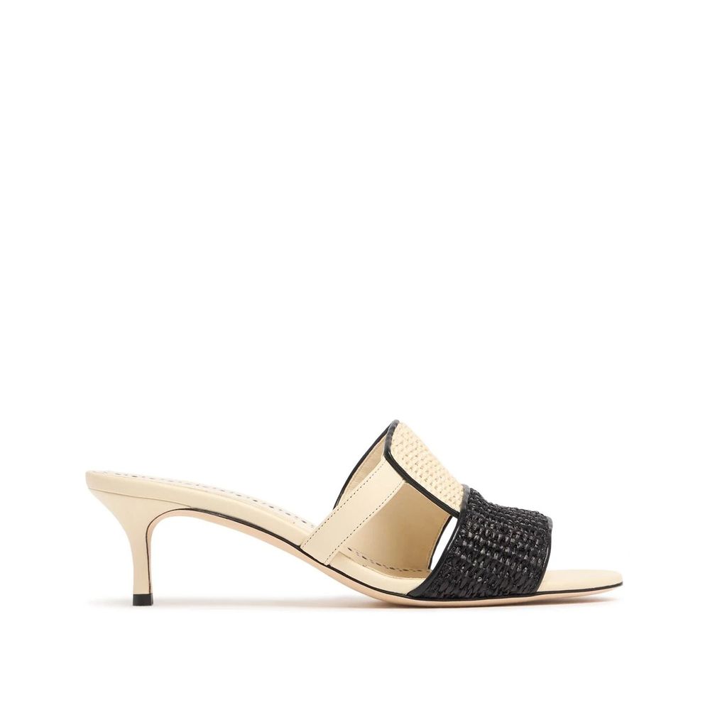 Beige Leather Stiletto Heel Sandals