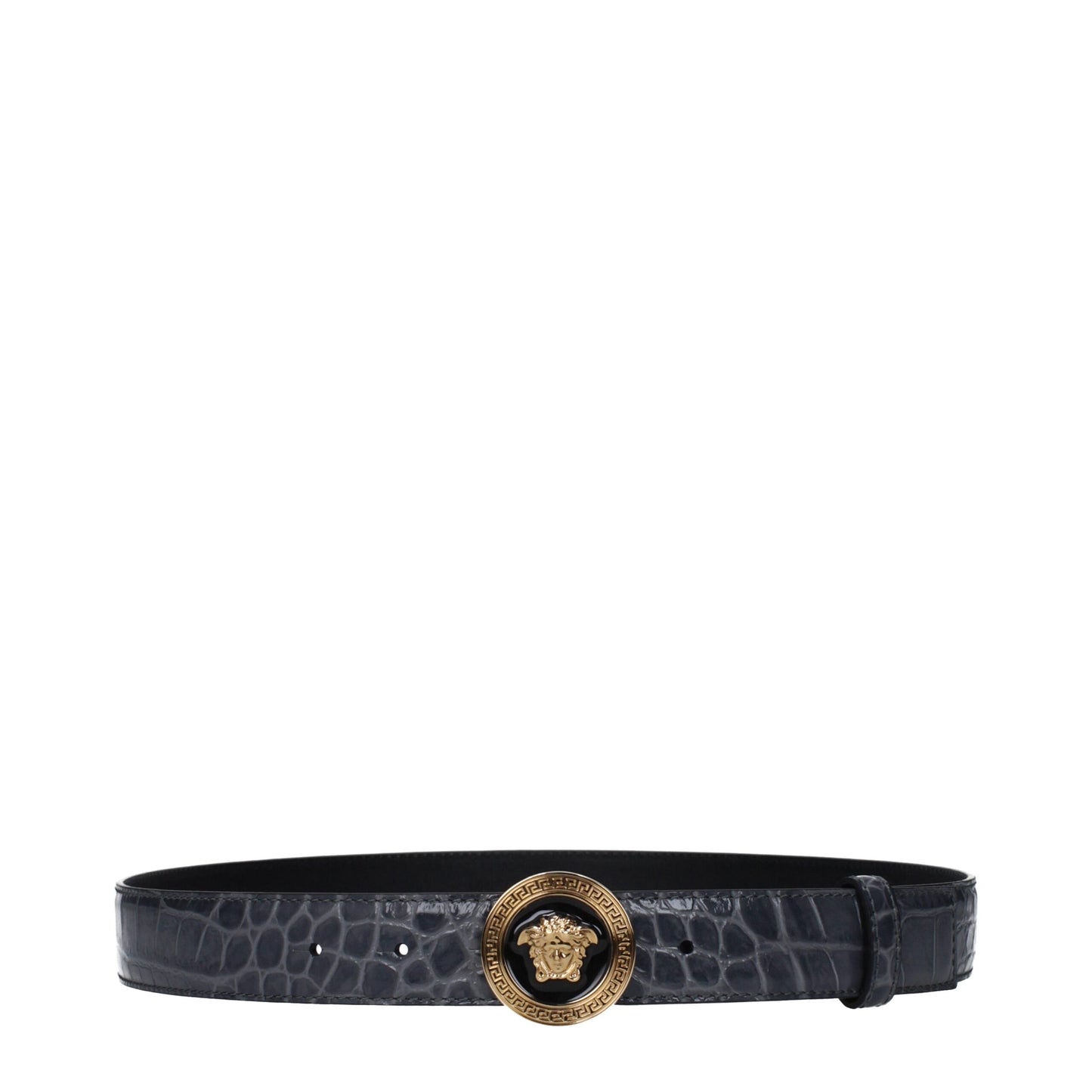 Gray Leather Regular Belt