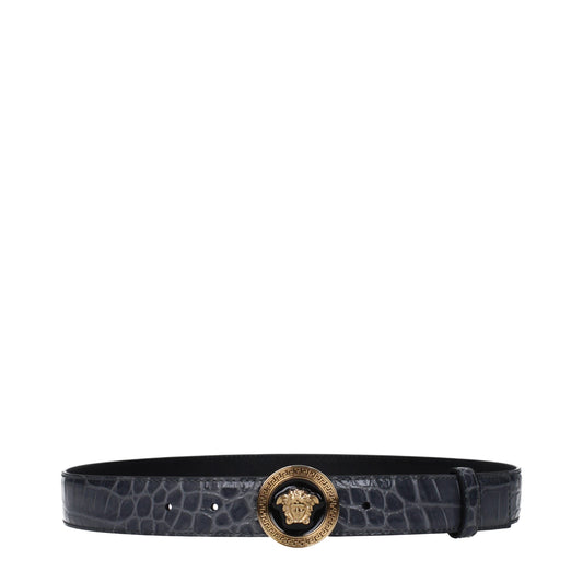 Gray Leather Regular Belt