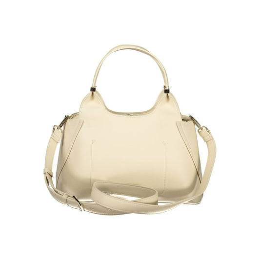Beige Polyurethane Women Handbag