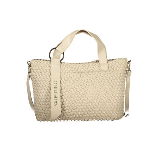 Beige Polyurethane Women Handbag