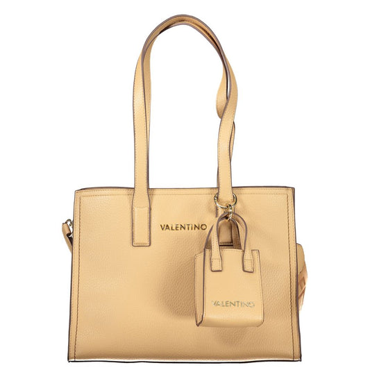 Beige Polyurethane Women Handbag