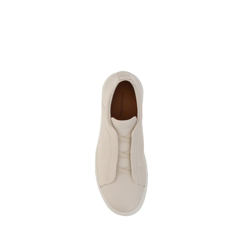 White Calf Leather Bos Taurus Sneakers