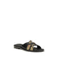 Black Calf Leather Bos Taurus Flat Sandals