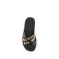 Black Calf Leather Bos Taurus Flat Sandals
