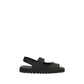 Black Calf Leather Bos Taurus Flat Sandals
