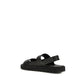 Black Calf Leather Bos Taurus Flat Sandals