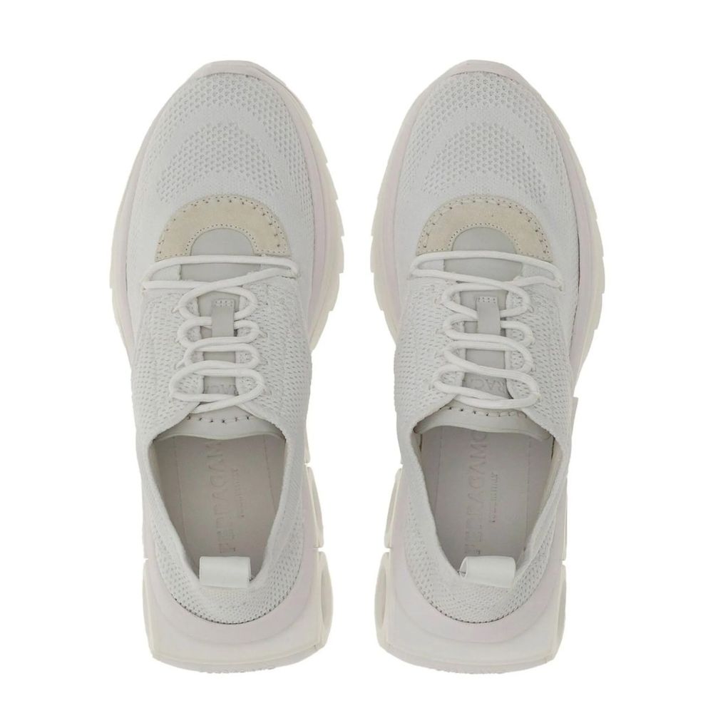 White Nylon Athletic Sneakers