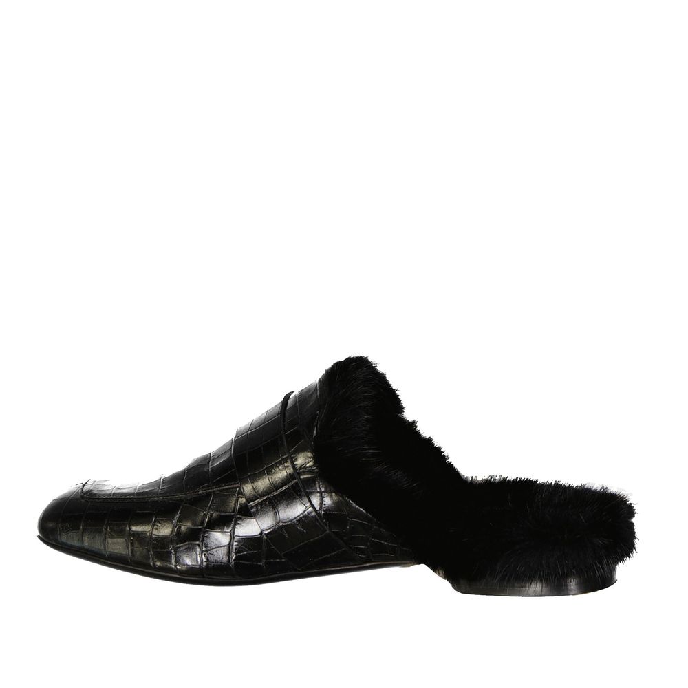 Black Calfskin Mules