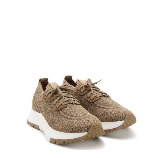 Brown Fabric Athletic Sneakers