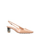 Beige Calfskin Mid Heel Pumps