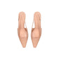 Beige Calfskin Mid Heel Pumps