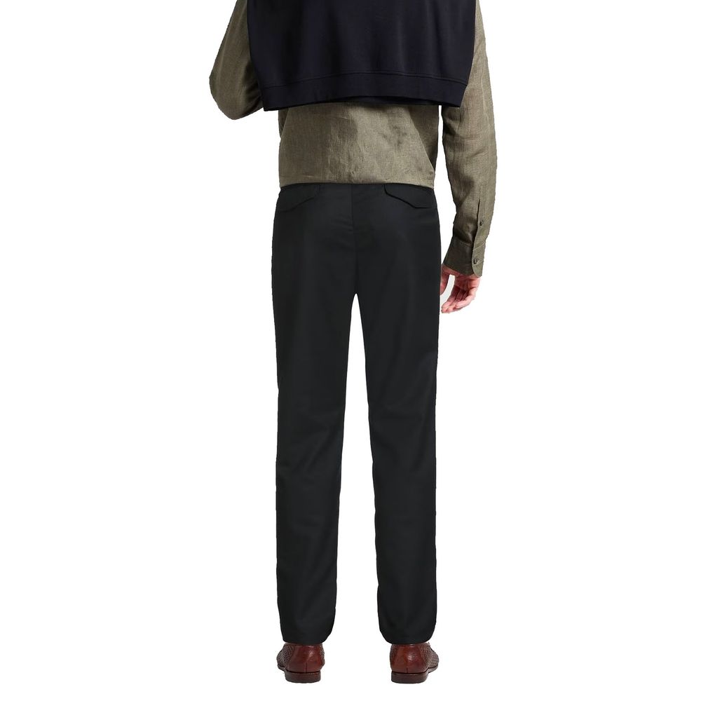 Black Elastane Casual Pants