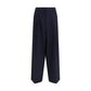 Blue Polyester Casual Pants