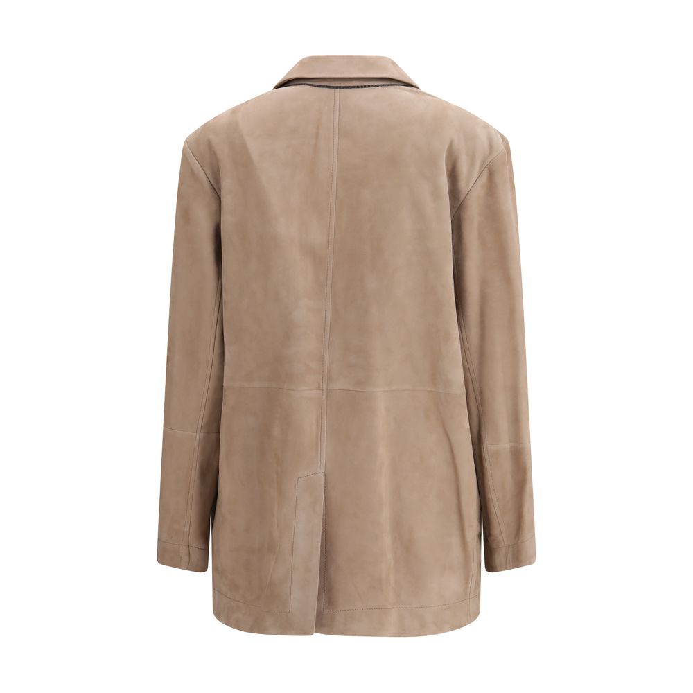 Beige Calf Leather Bos Taurus Coat