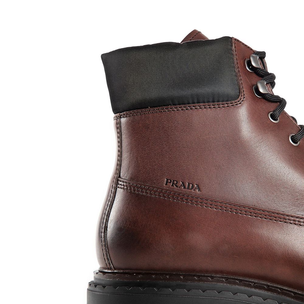 Brown Calfskin Lace-Up Boots
