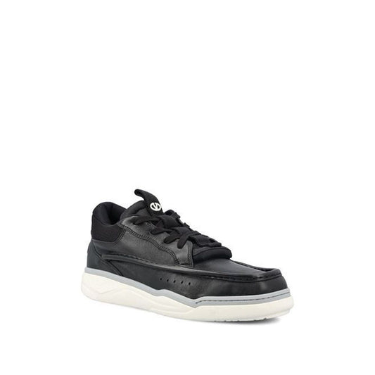 Black Lamb Leather Low Top Sneakers