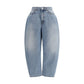 Blue Cotton Straight-Leg Jeans
