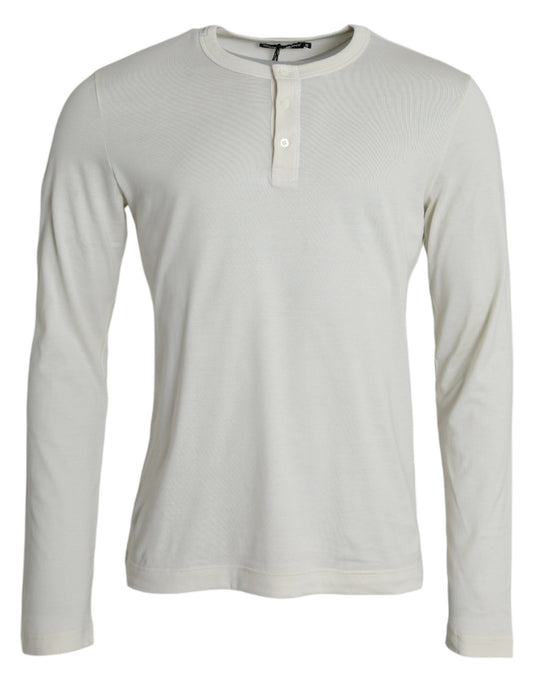 White Cotton Long Sleeve T-Shirt