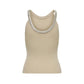 Beige Nylon  Elastane Tank Tops