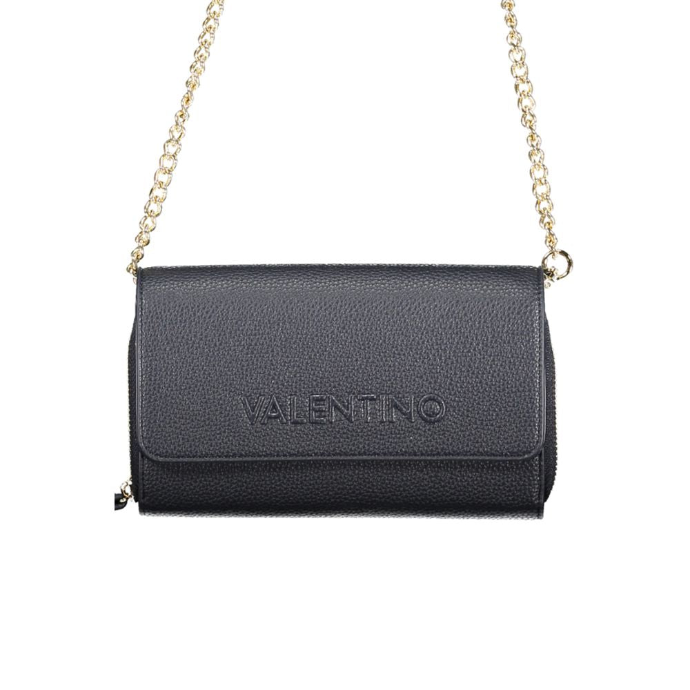 Blue Polyurethane Women Wallet with Chain