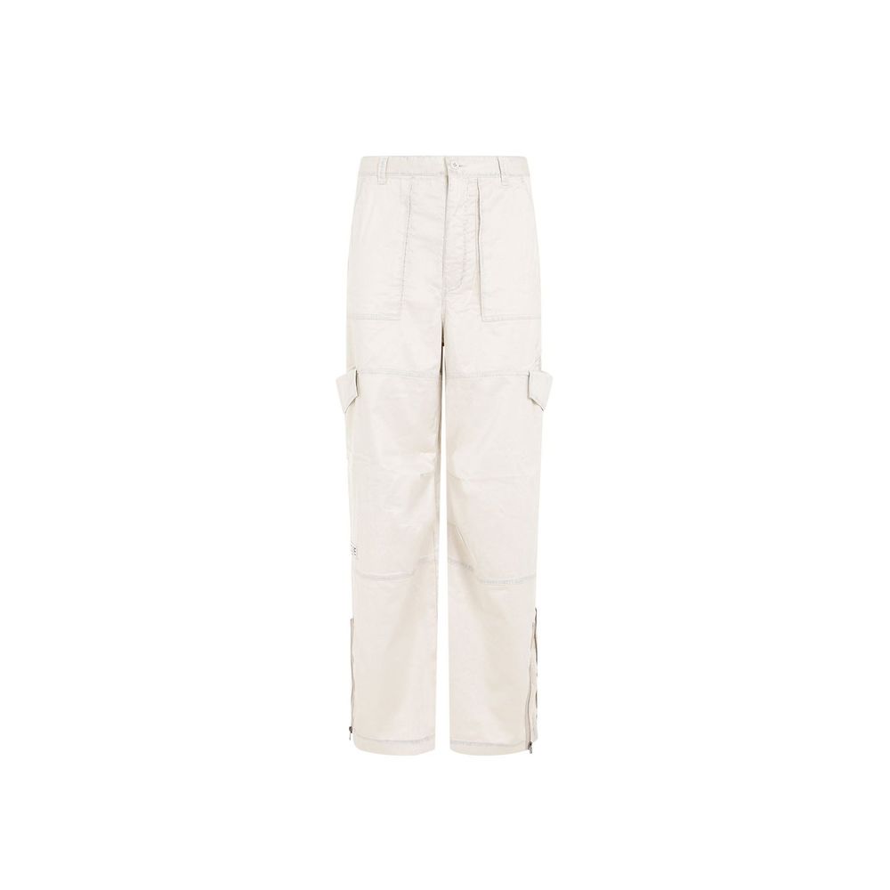 Beige Polyester Cargo Pants