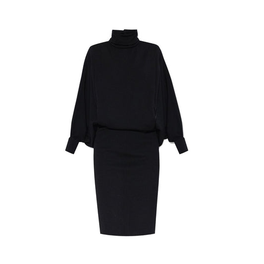 Black Wool Casual Dress