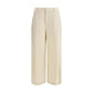 Beige Cotton Casual Pants