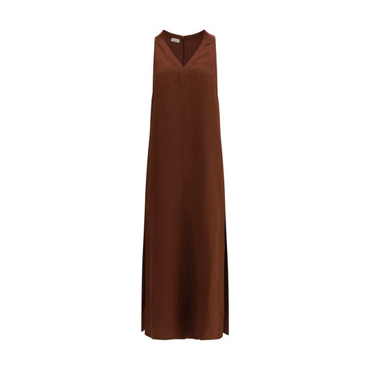 Brown Viscose Casual Dress
