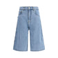 Blue Cotton Bermuda Shorts