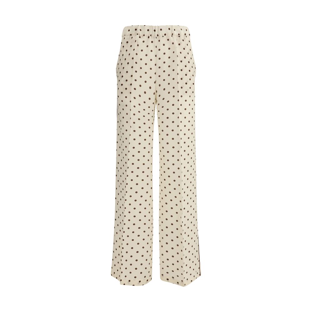 Cream Silk Casual Pants