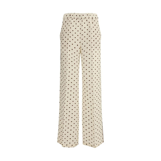 Cream Silk Casual Pants