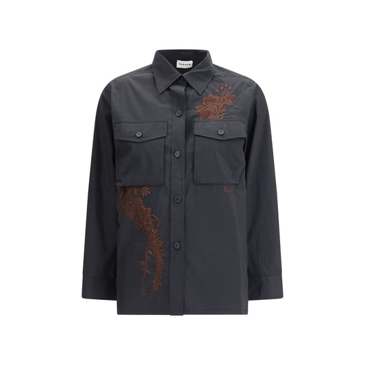 Black Cotton Pattern Shirt