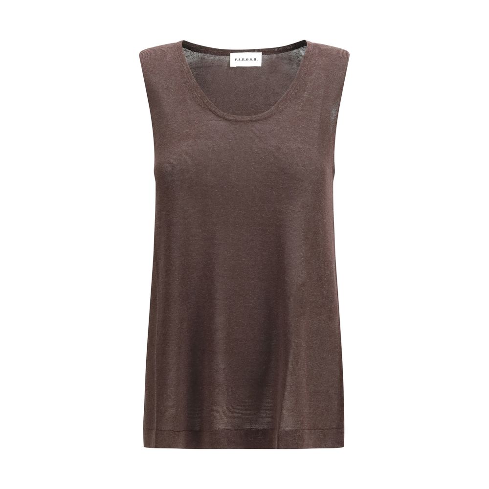 Brown Linen Tank Tops