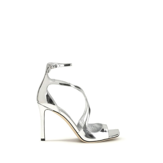 Silver Calf Leather Bos Taurus Stiletto Heel Sandals