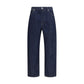 Blue Cotton Straight-Leg Jeans