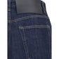 Blue Cotton Straight-Leg Jeans