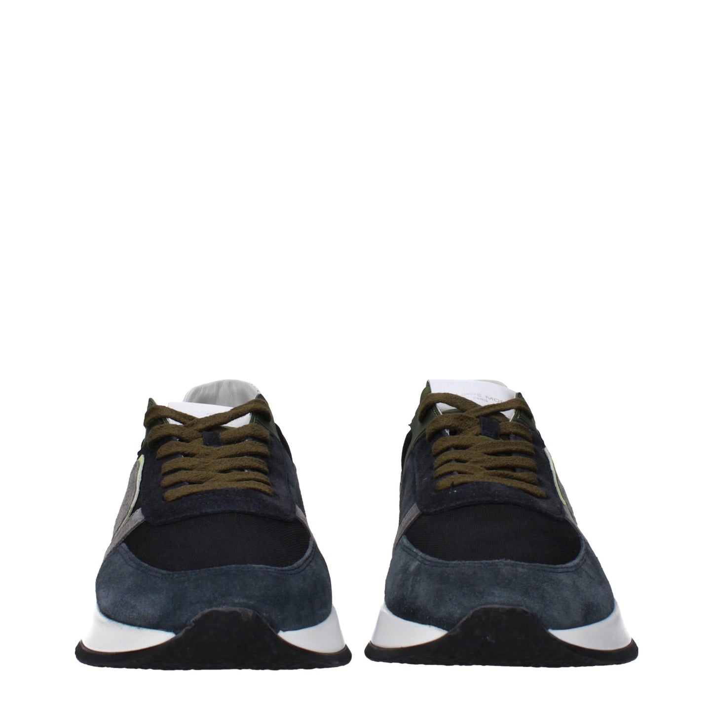 Blue Leather Low Top Sneakers