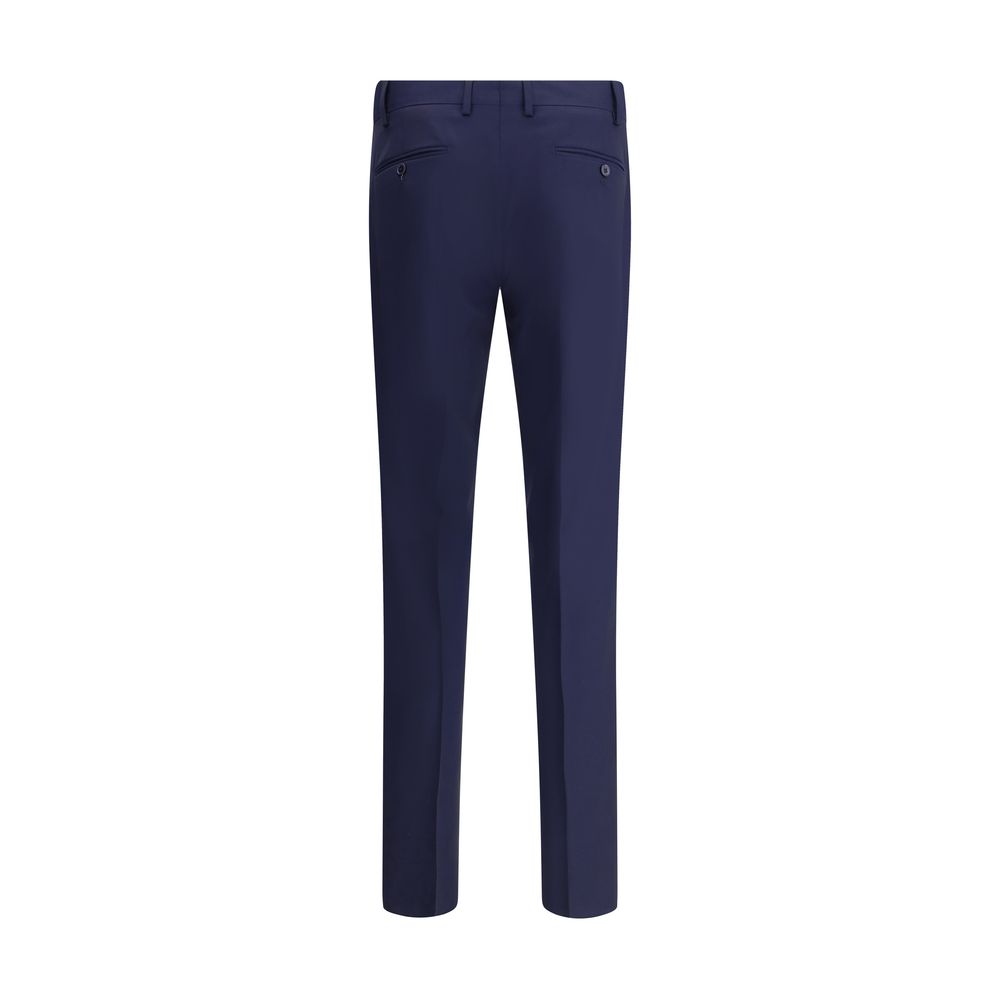 Blue Fleece Wool Dress Pants