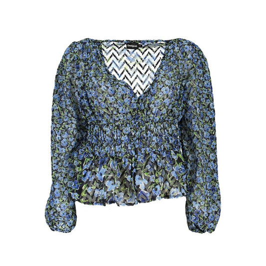 Blue Polyester Women Blouse