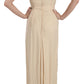 Beige Silk Column Cap Sleeve Gown Dress