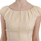 Beige Silk Column Cap Sleeve Gown Dress