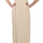Beige Silk Column Cap Sleeve Gown Dress