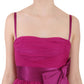 Fuchsia Pink Bow Silk Sleeveless Dress